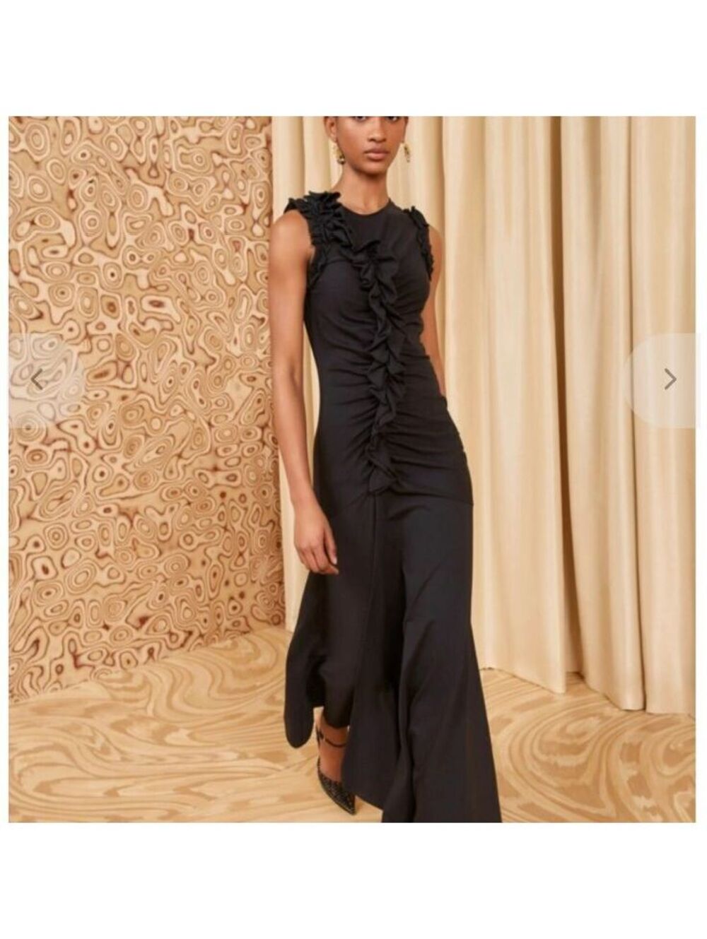 Ulla Johnson Bendetta Black Noir Sleeveless Ruffle Maxi Dress Size S